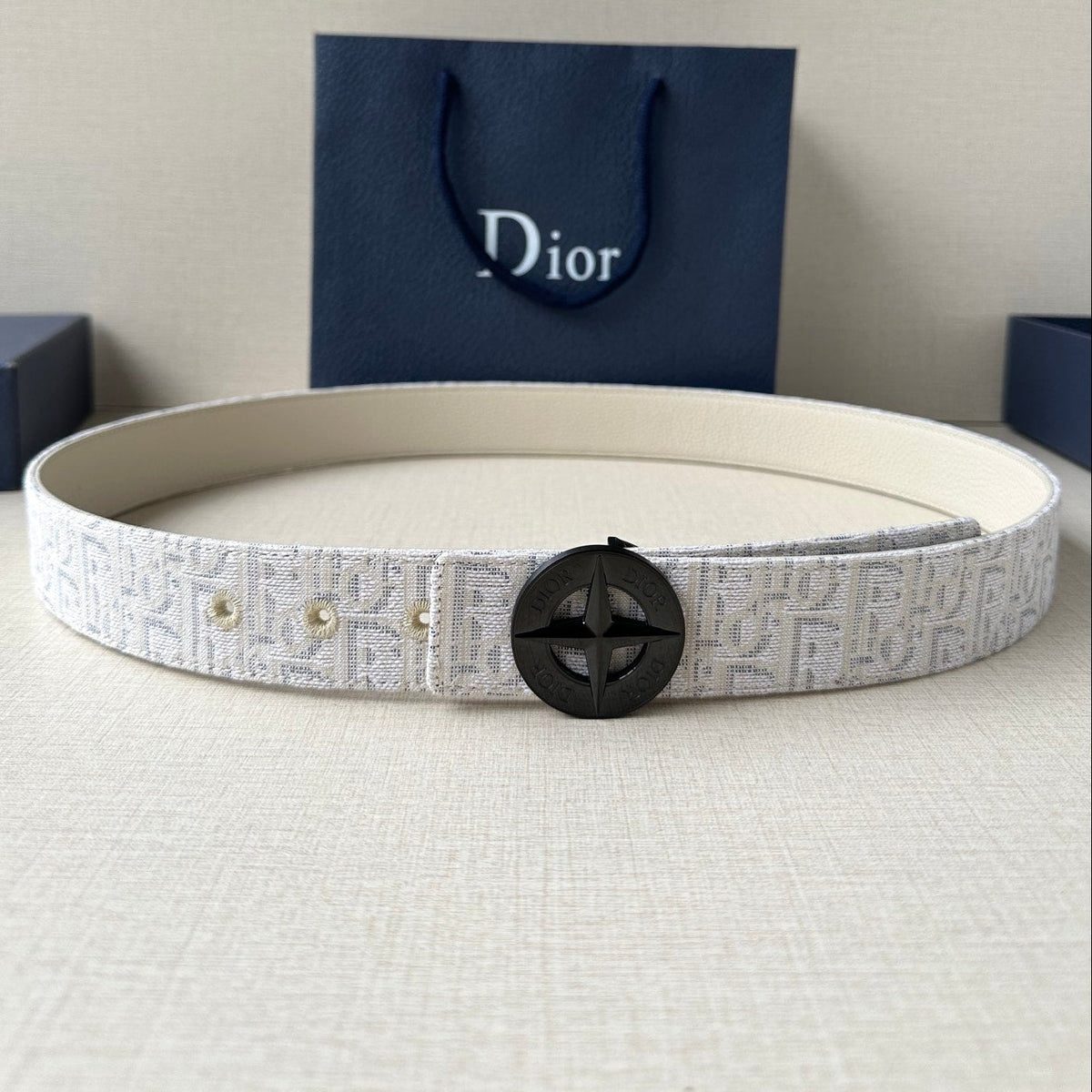 Dior 2026 Stone Island Oblique Belt 35mm Canvas Leather