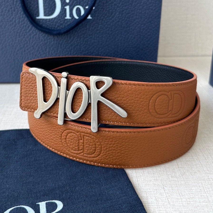 Dior 2026 Shawn Stussy Reversible Belt 35mm Calfskin
