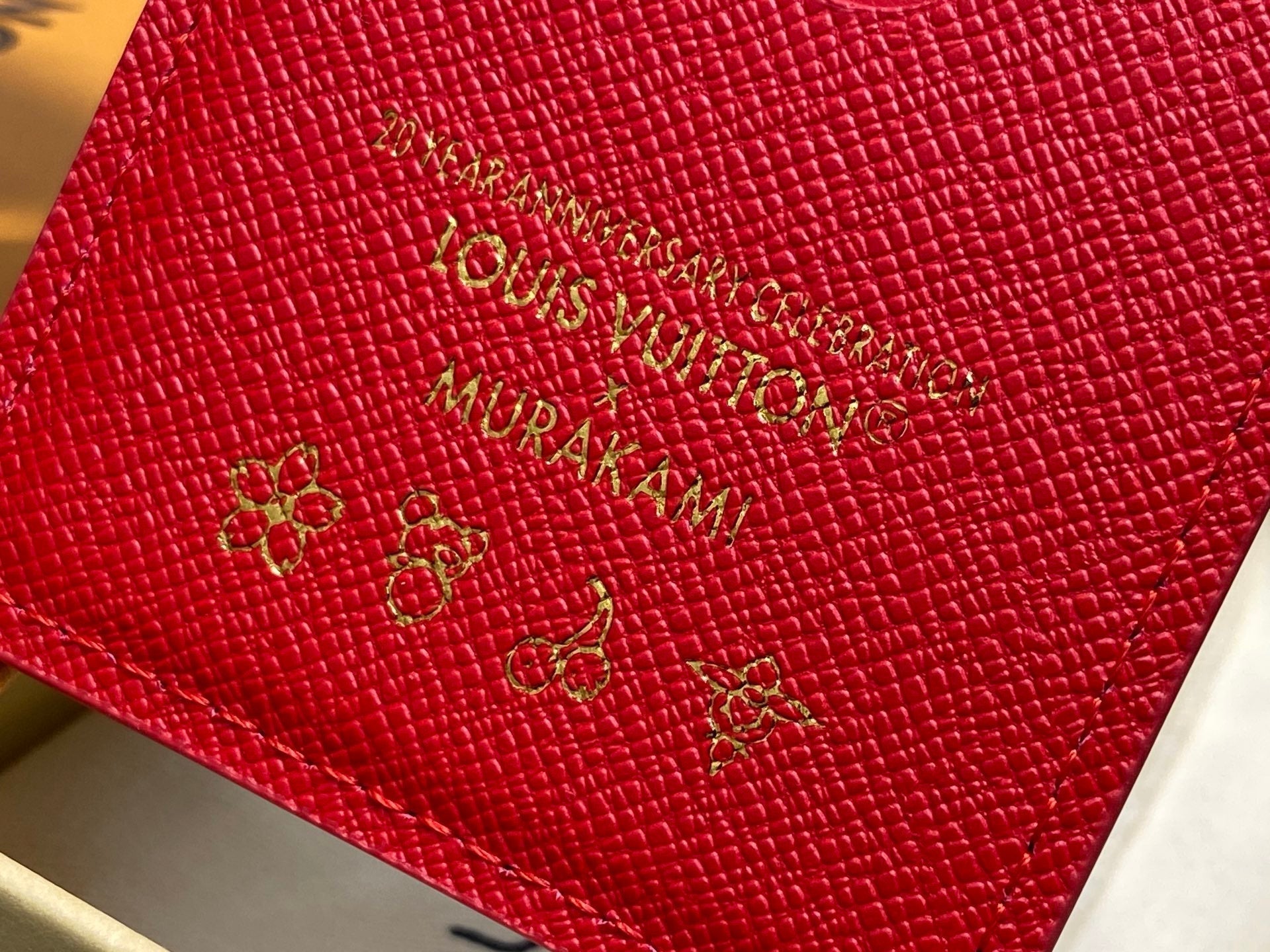 LV x TM Porte-Cartes Magnet Brown Red Monogram Canvas