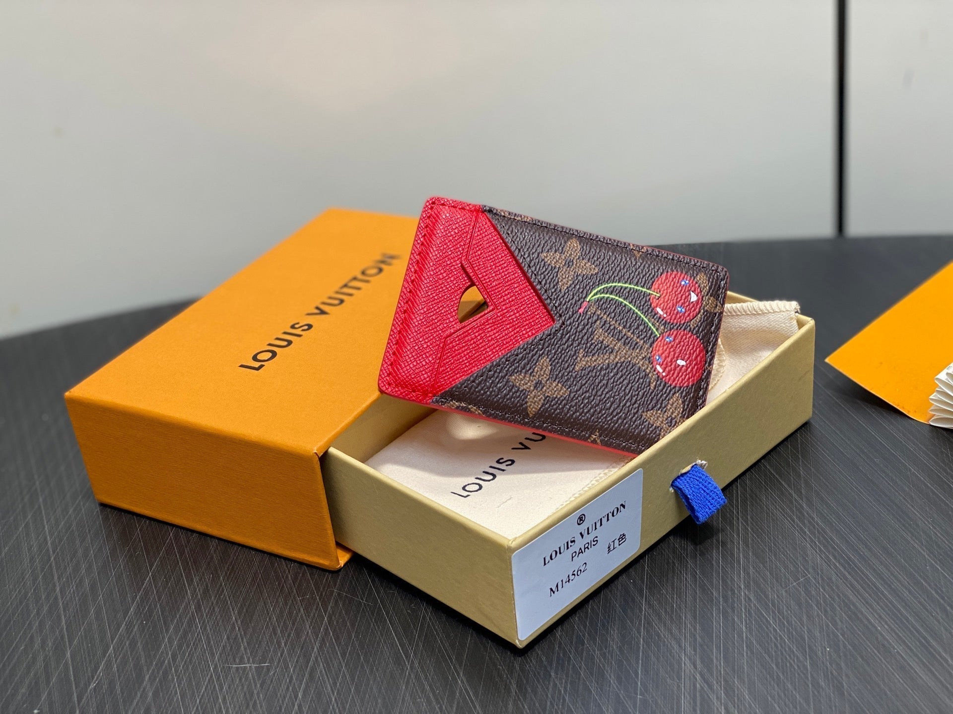 LV x TM Porte-Cartes Magnet Brown Red Monogram Canvas