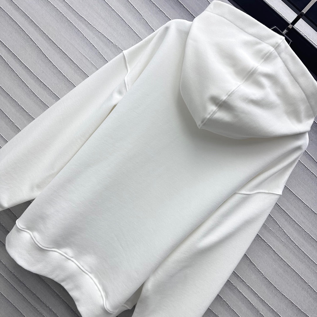 GG White Blue Printed Cotton Jersey Hooded Sweatshirt