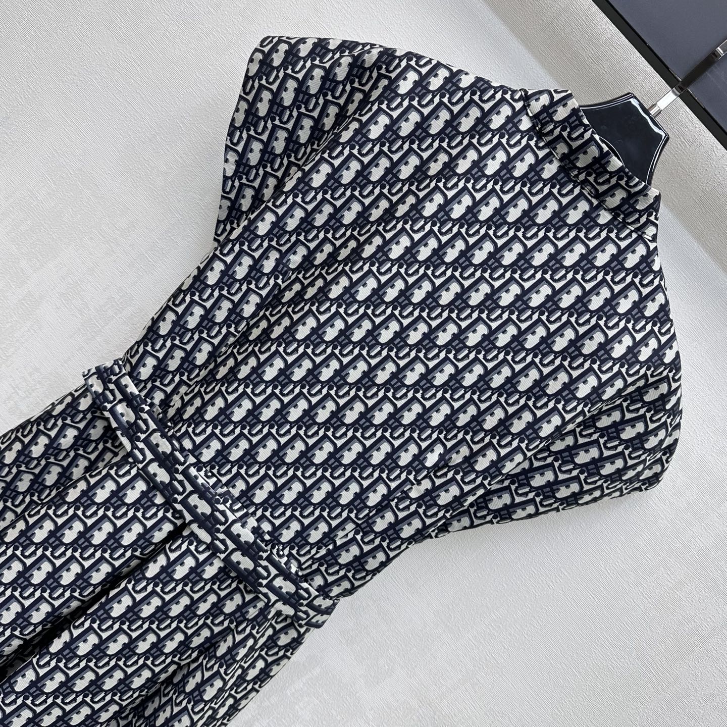 Dior 2026 Jacquard Waistband Dress Blue White Polyester 378703