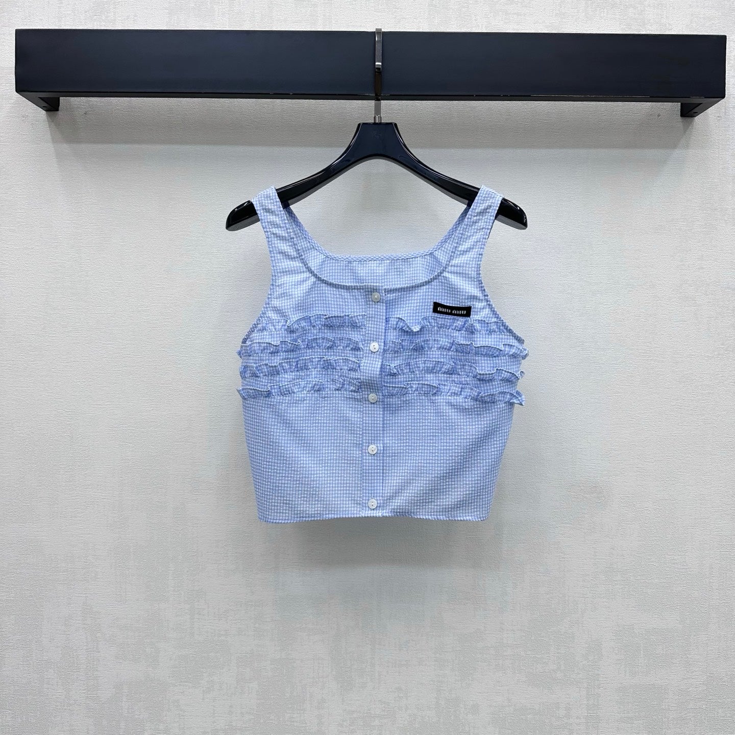 Miumiu 2026 Checkered Vest and Skirt Set Blue Polyester Cotton 431848