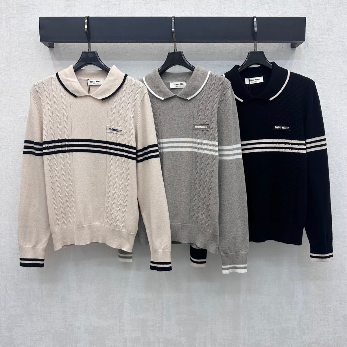 Miumiu 2026 Striped Long-Sleeve Knitwear Wool 418694