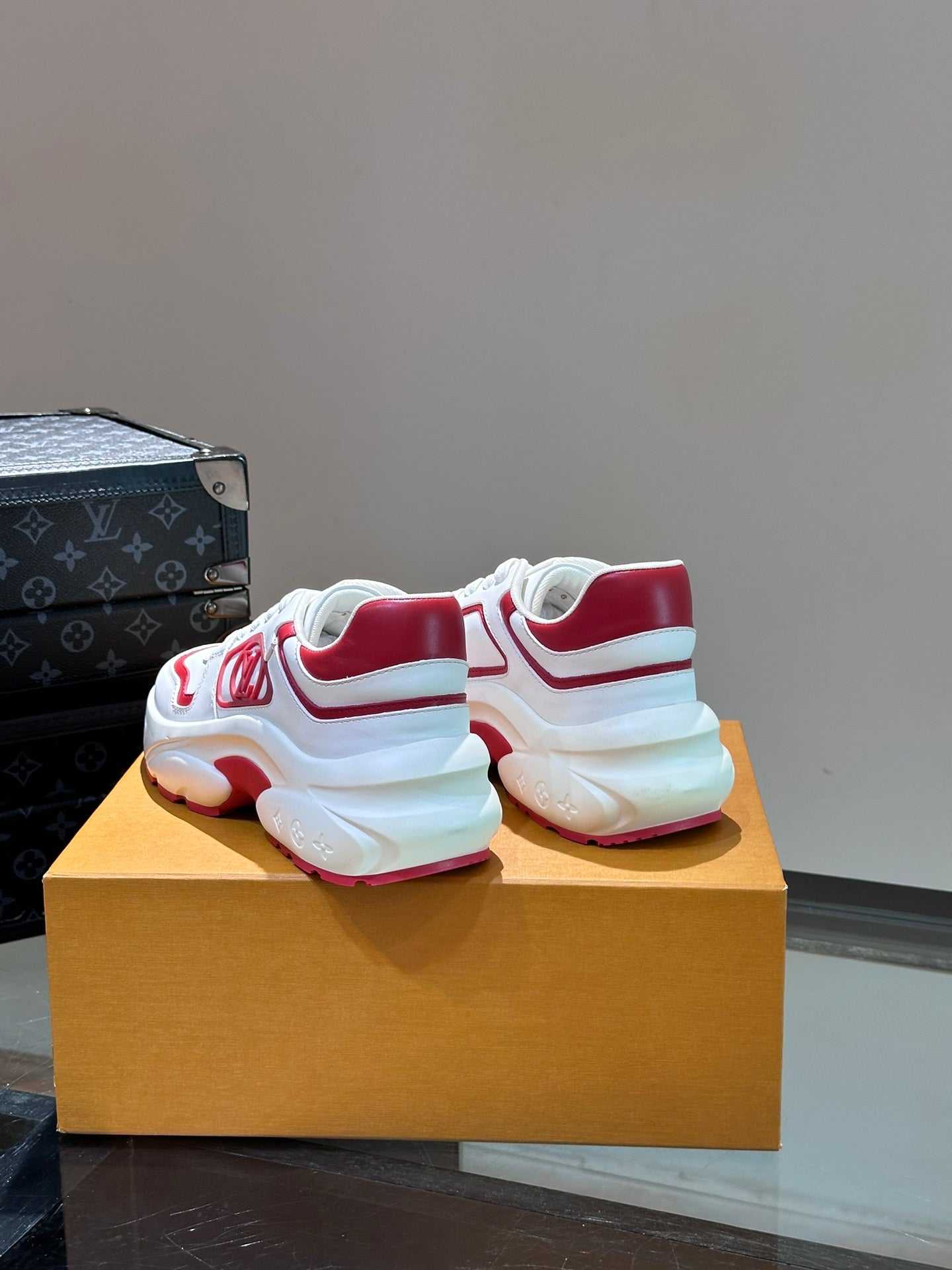 NEO RUN AWAY SNEAKER WHITE MIX RED CALFSKIN
