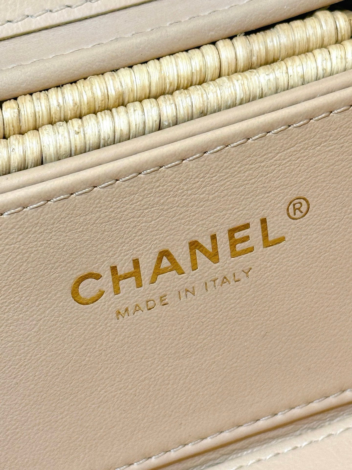 Chanel 2026 Vanity Case Beige Braided Rattan and Gold-Tone Metal