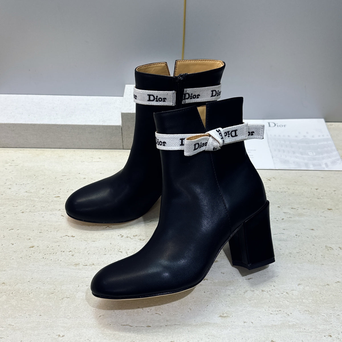Dior 2026 Heeled Ankle Boots 80mm Black Calfskin 959182
