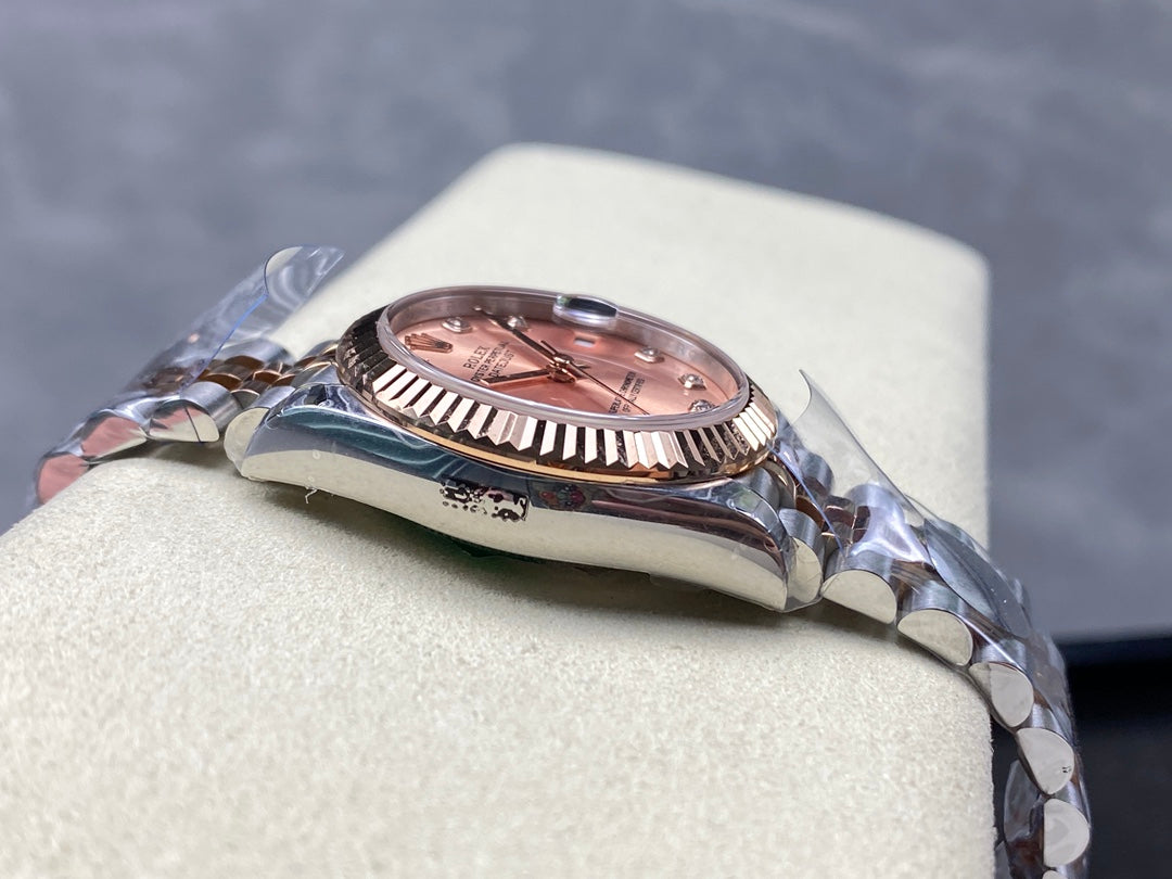 Datejust 31mm Pink Gold Steel Salmon Dial Diamond Numerals