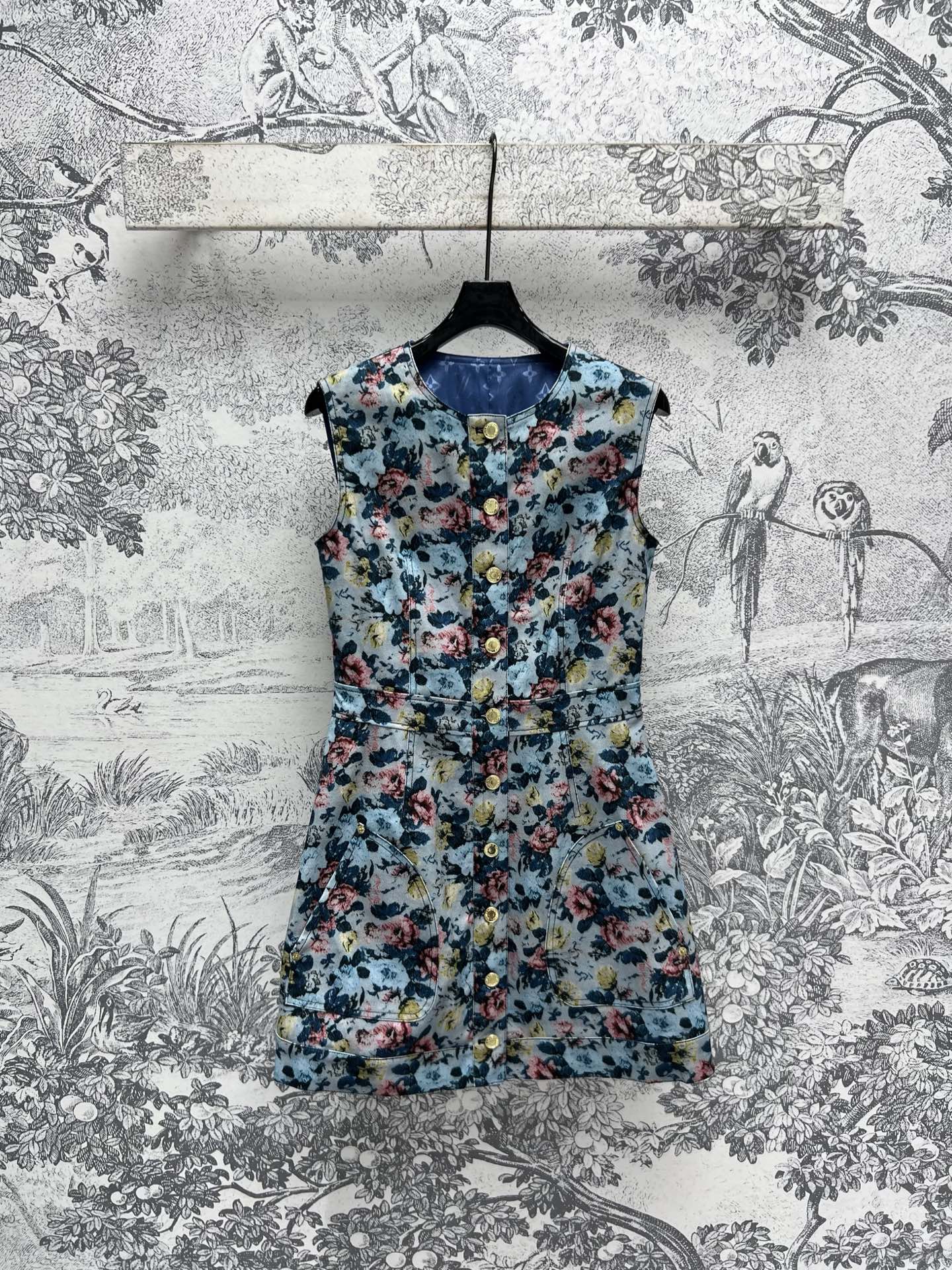 LV 25 Floral Dress Multicolor Polyester