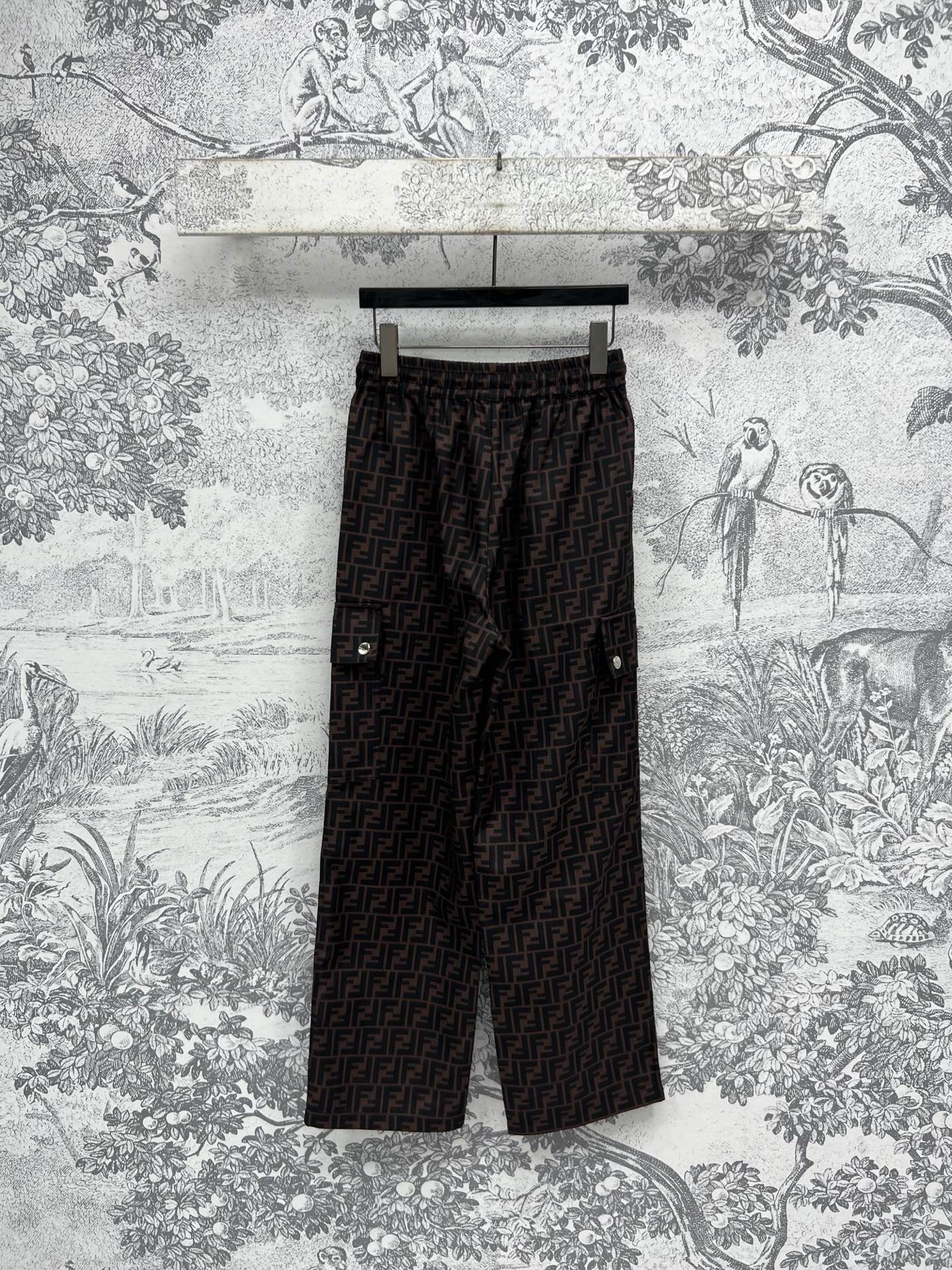 Fendi 25 Straight Pants Brown Black Polyester
