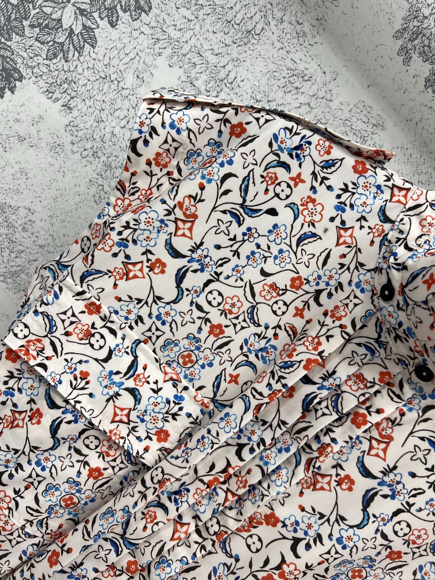 LV 25  Floral Print Stand-up Collar Sleeveless Dress Multicolor Poliester