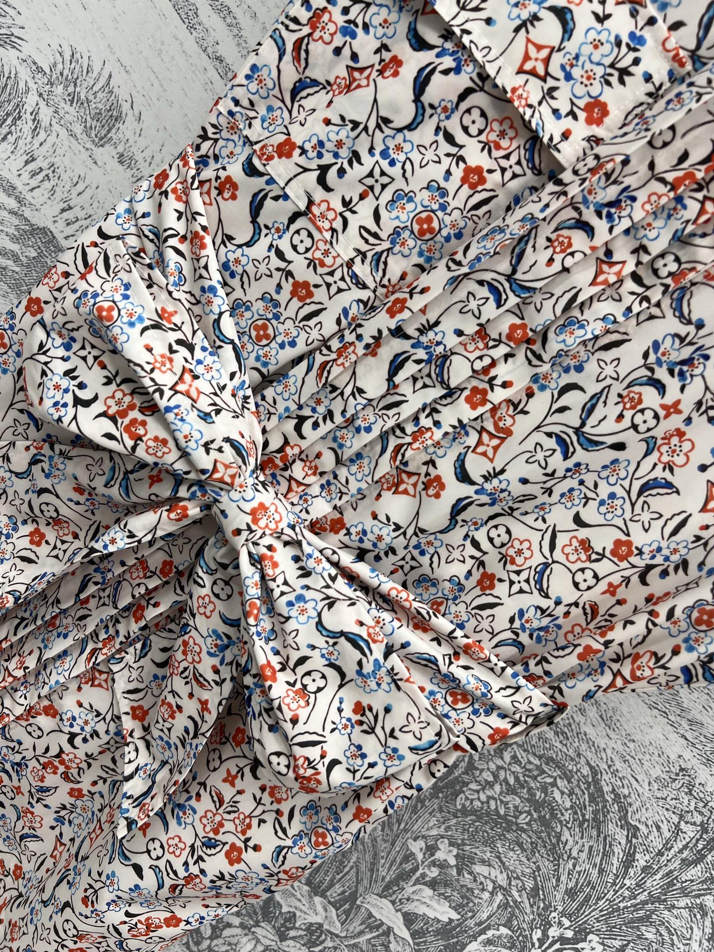 LV 25  Floral Print Stand-up Collar Sleeveless Dress Multicolor Poliester