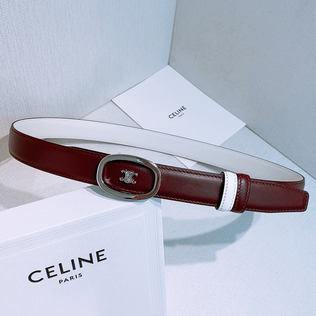 Celine 2026 Triomphe Classic Reversible Belt 25mm Leather 191084