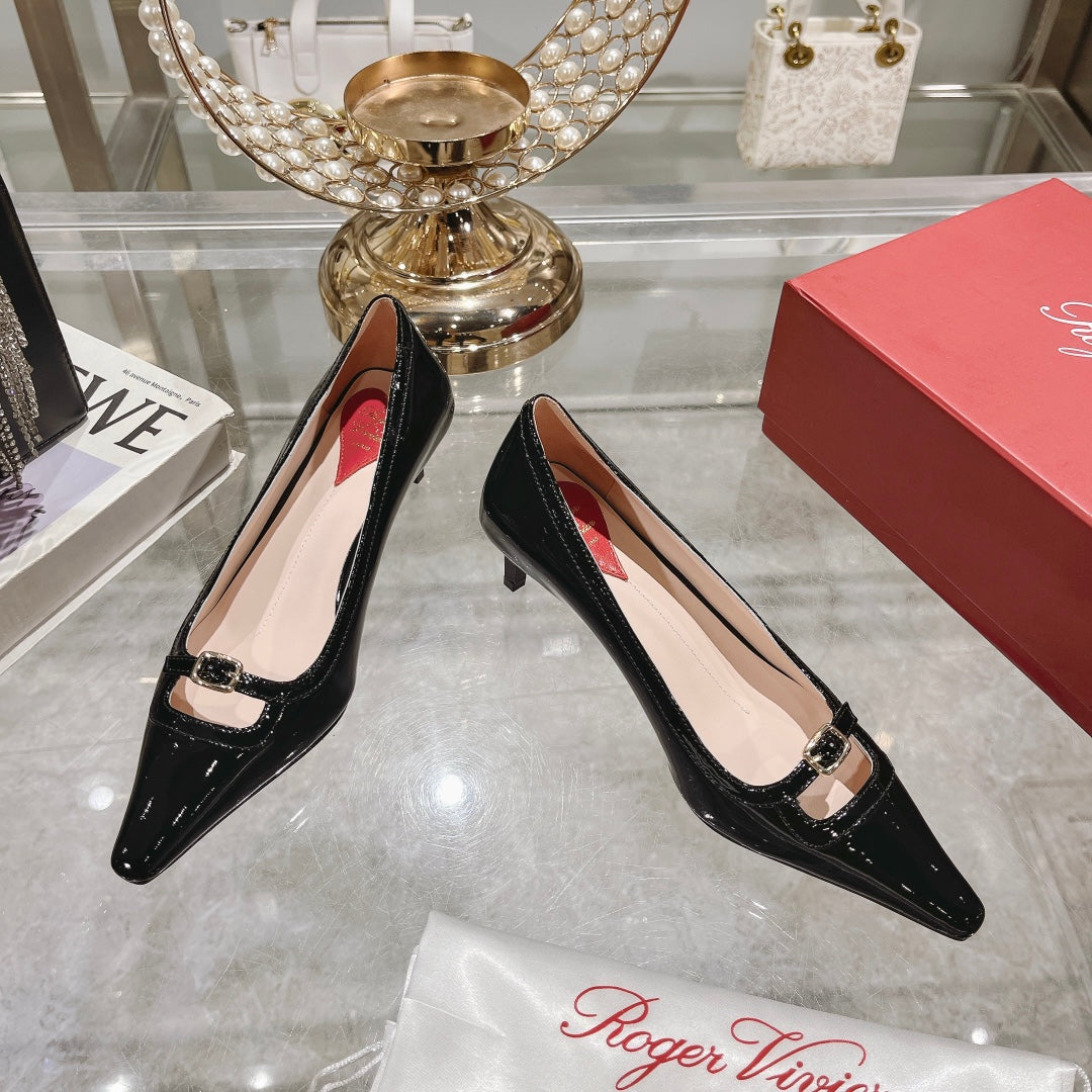 Viv Canard Pumps 55 Black Patent Leather