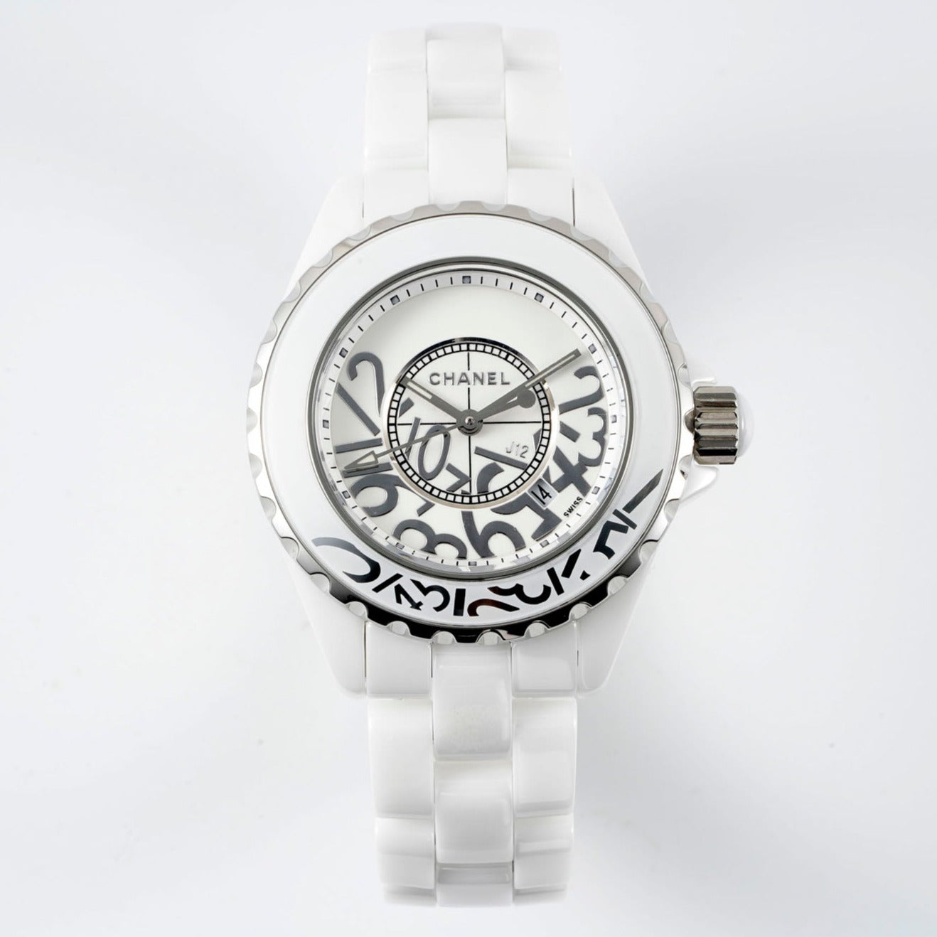 J12 38MM WHITE CERAMIC STAINLESS STEEL GRAFFITI LIMITED