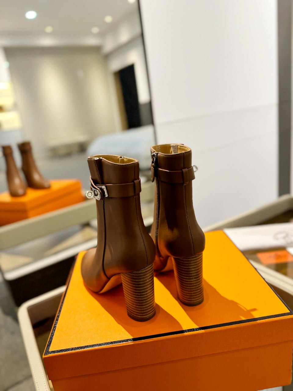 HM Saint Germain Ankle Boot 85mm Brown Cowhide 961645