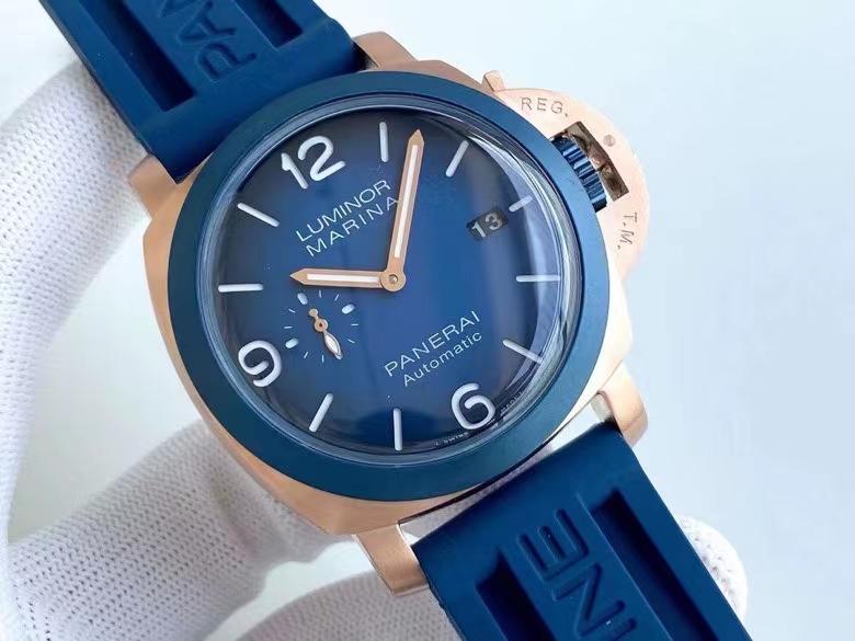 LUMINOR MARINA 45 GOLD CASE BLUE BEZEL