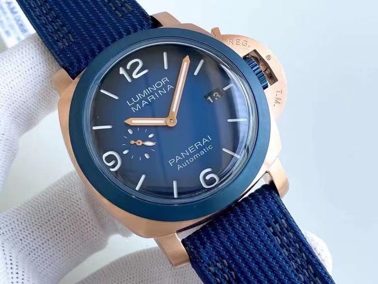 LUMINOR MARINA 45 GOLD CASE BLUE BEZEL