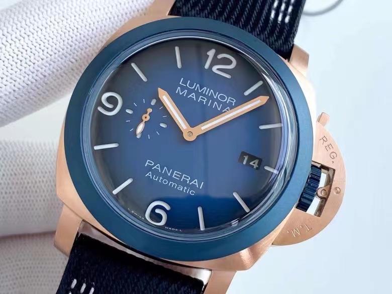 LUMINOR MARINA 45 GOLD CASE BLUE BEZEL