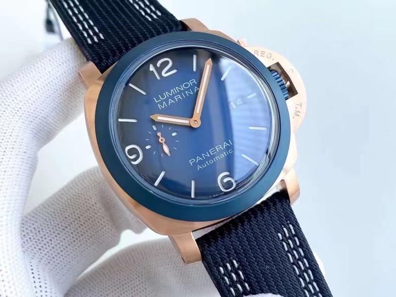 LUMINOR MARINA 45 GOLD CASE BLUE BEZEL