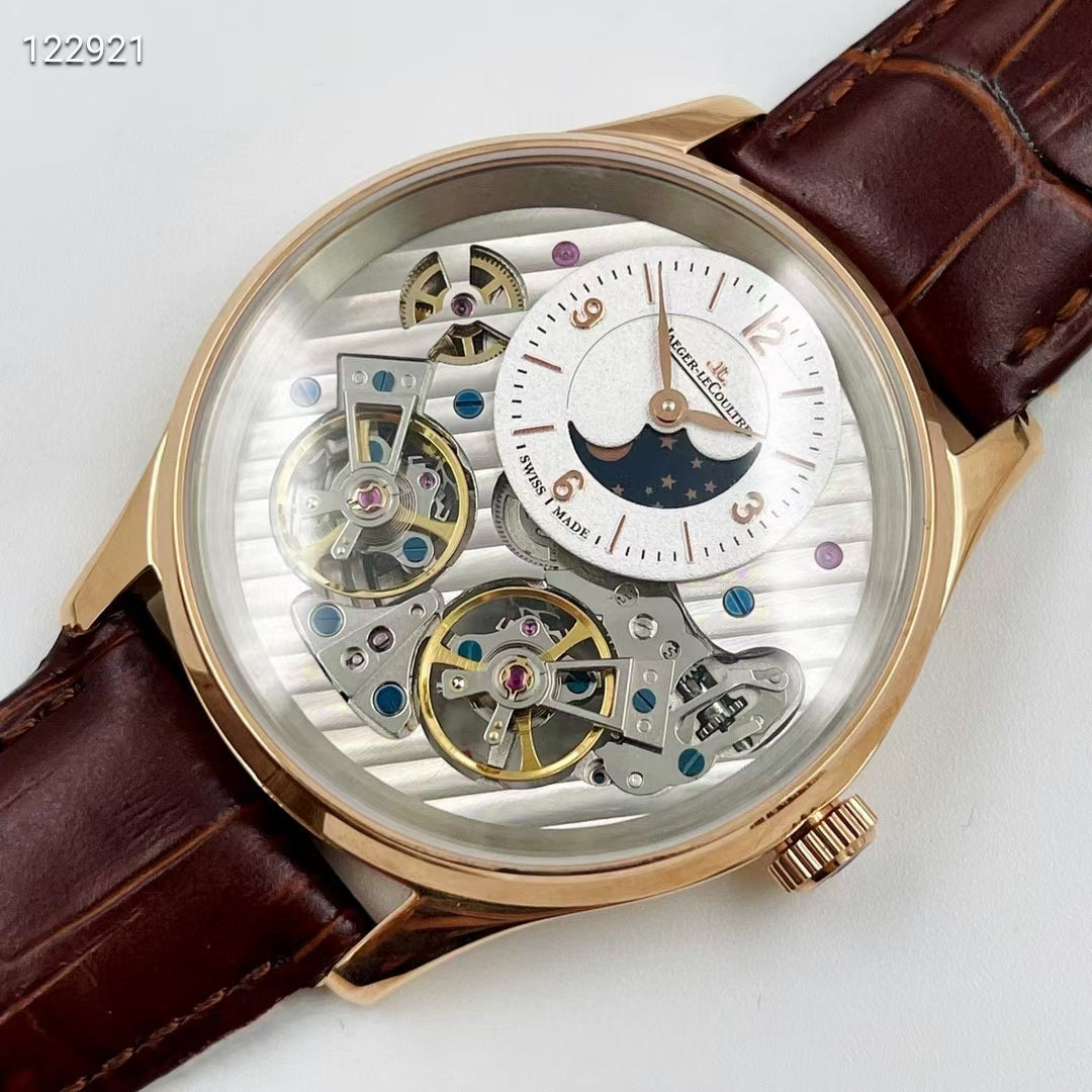 JAEGER ULTRA THIN MOON DOUBLE TOURBILLON LEATHER